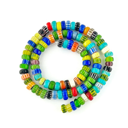 8mm Striped Murano Style Glass Rondelle Beads