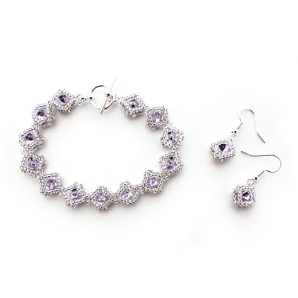 Violet & Crystal - Netted Rivoli Diamond Bracelet and Earring Kit