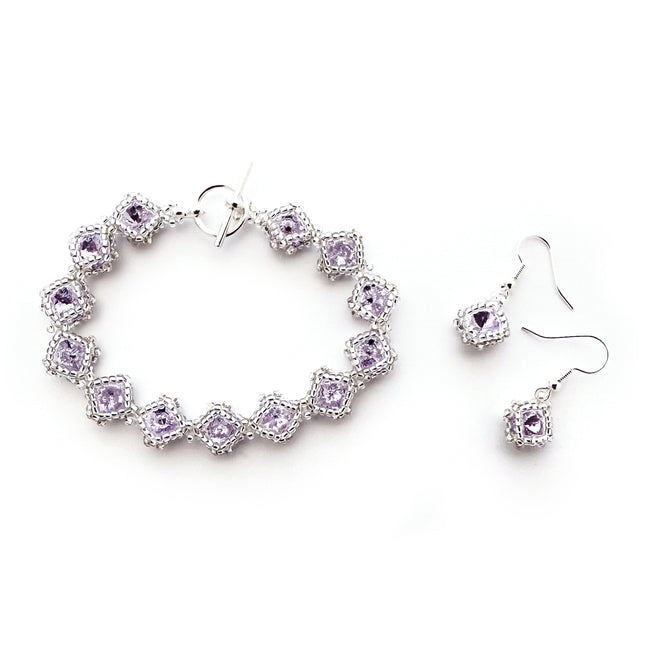 Violet & Crystal - Netted Rivoli Diamond Bracelet and Earring Kit