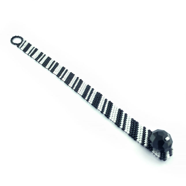 Black and White Zebra Peyote Stitch Bracelet Kit