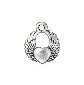 Winged Heart Charm Antique Silver Winged Heart Charm Antique Silver