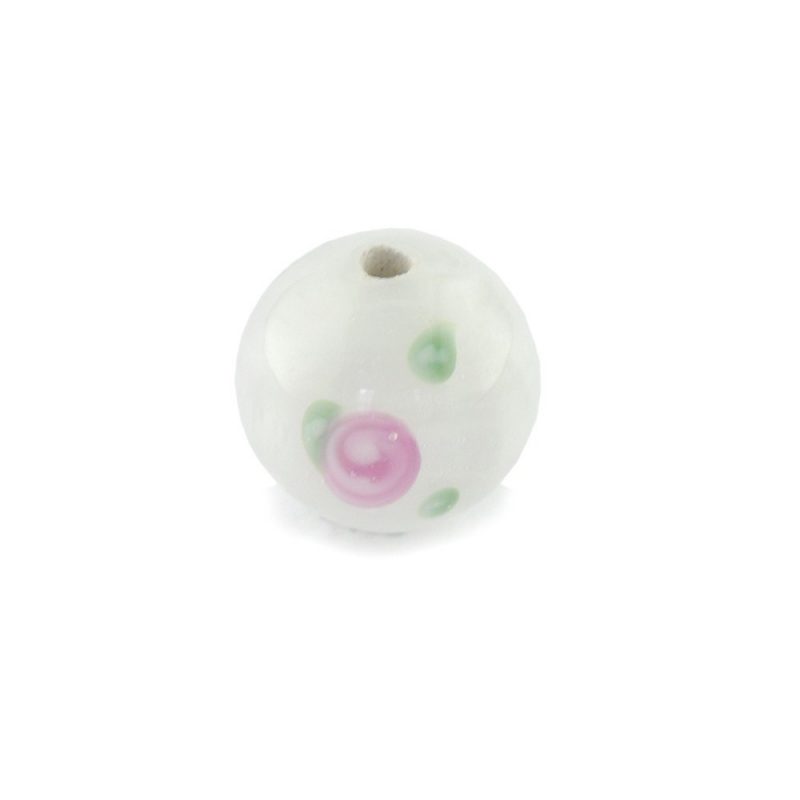 10mm lampwork glass bead white