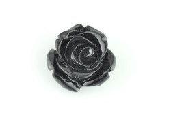 15mm black resin rose bead