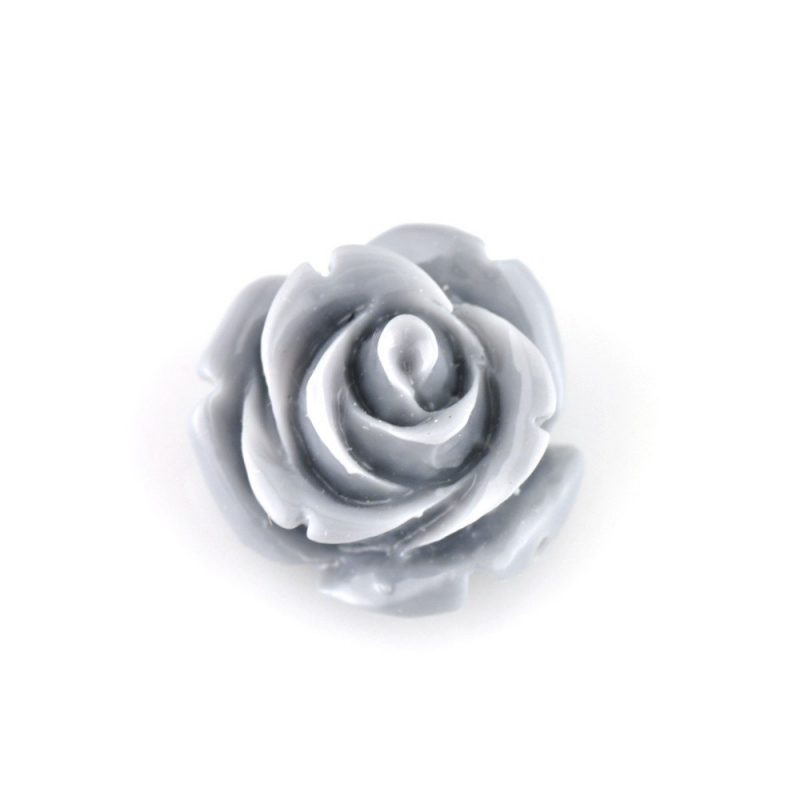 Grey Acrylic 15mm Rose Bead