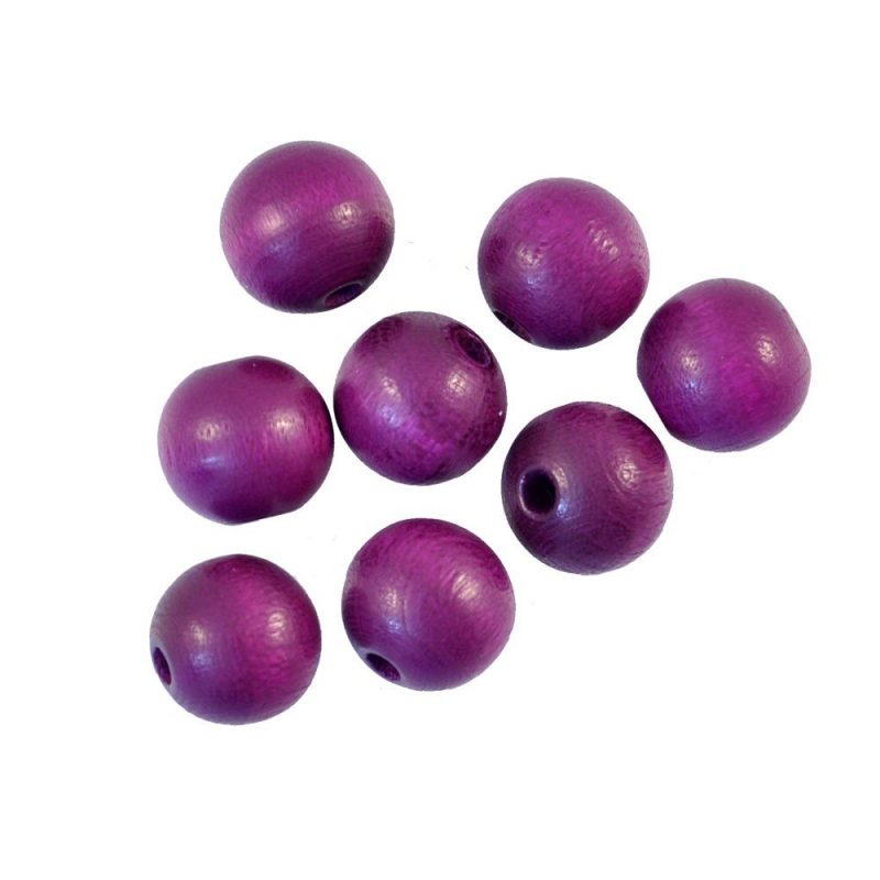 18mm Round Wooden Beads Purple*