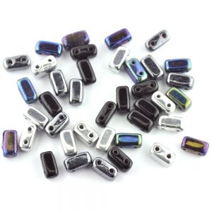 czech glass 2 hole brick bead