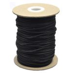 2mm round black fabric elastic