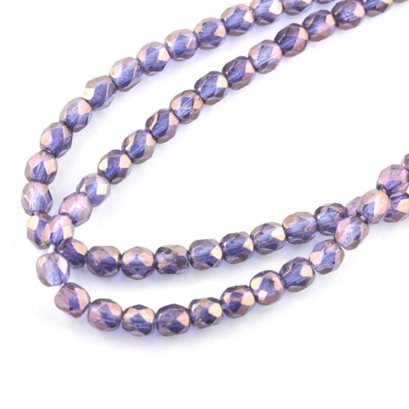 4mm Purple Lustre Faceted Czech Glass - 600