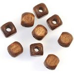 brown wood cube beads