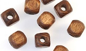 brown wood cube beads