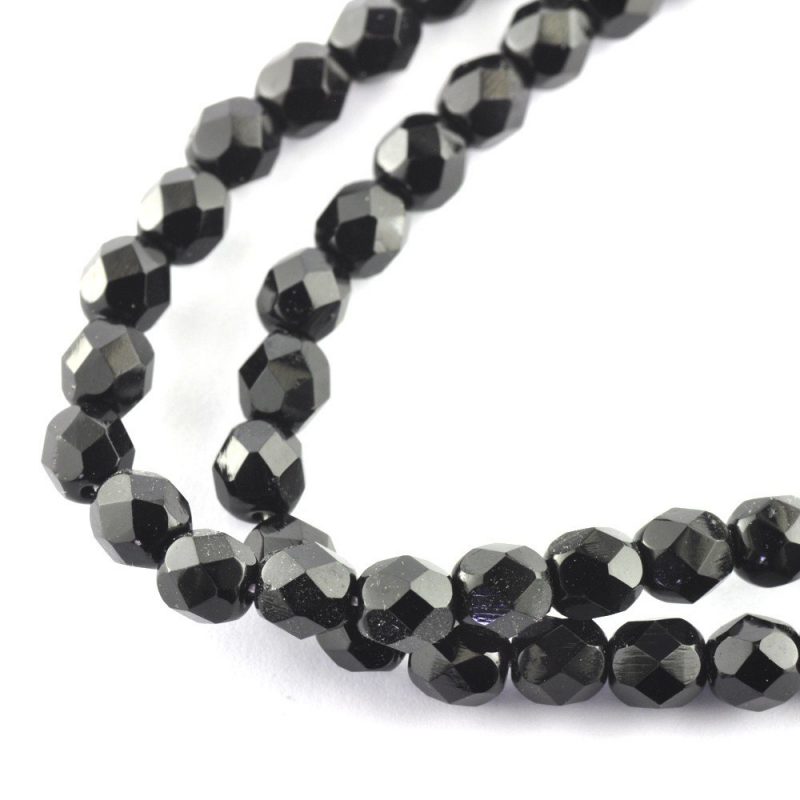 6mm Jet Faceted Czech Glass - 100 - Image 3