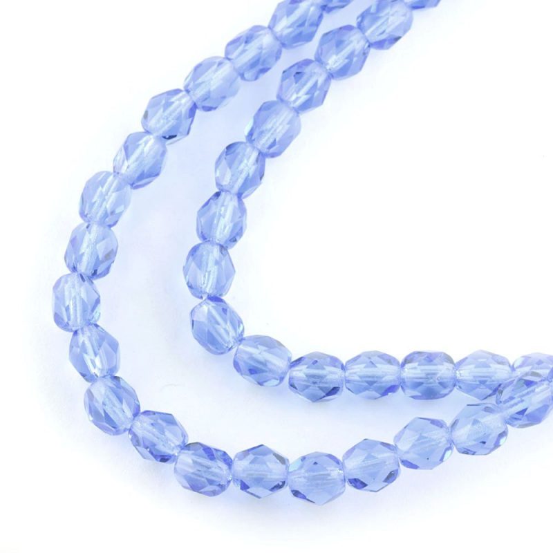 6mm Transparent Blue Faceted Czech Glass - 600