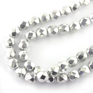 6mm Galvanised Silver Faceted Czech Glass - 600