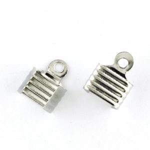 7mm Fold Over Ribbon End Silver Plated