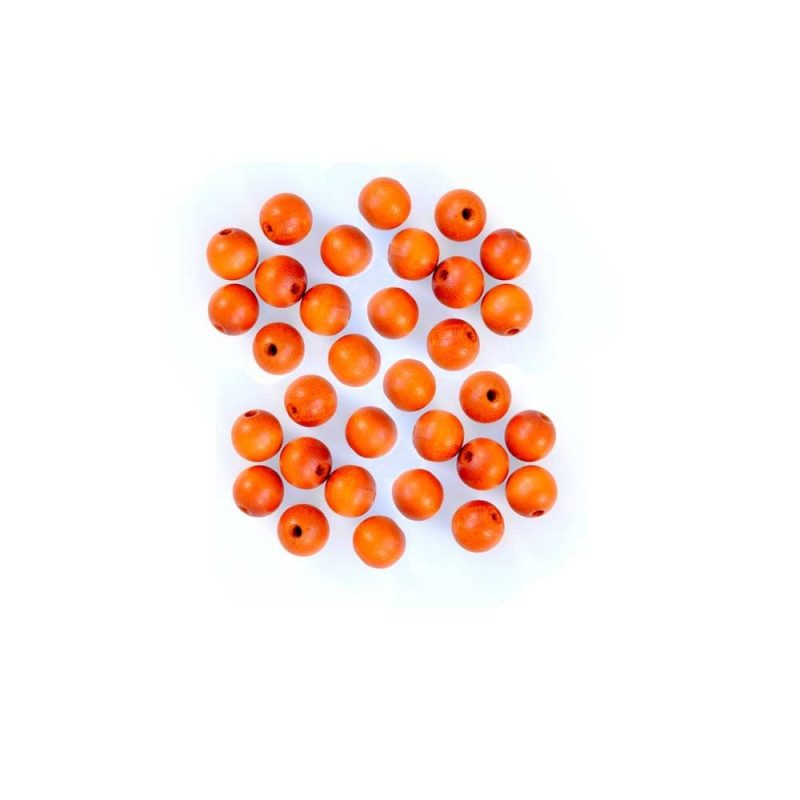 8mm orange round wooden beads