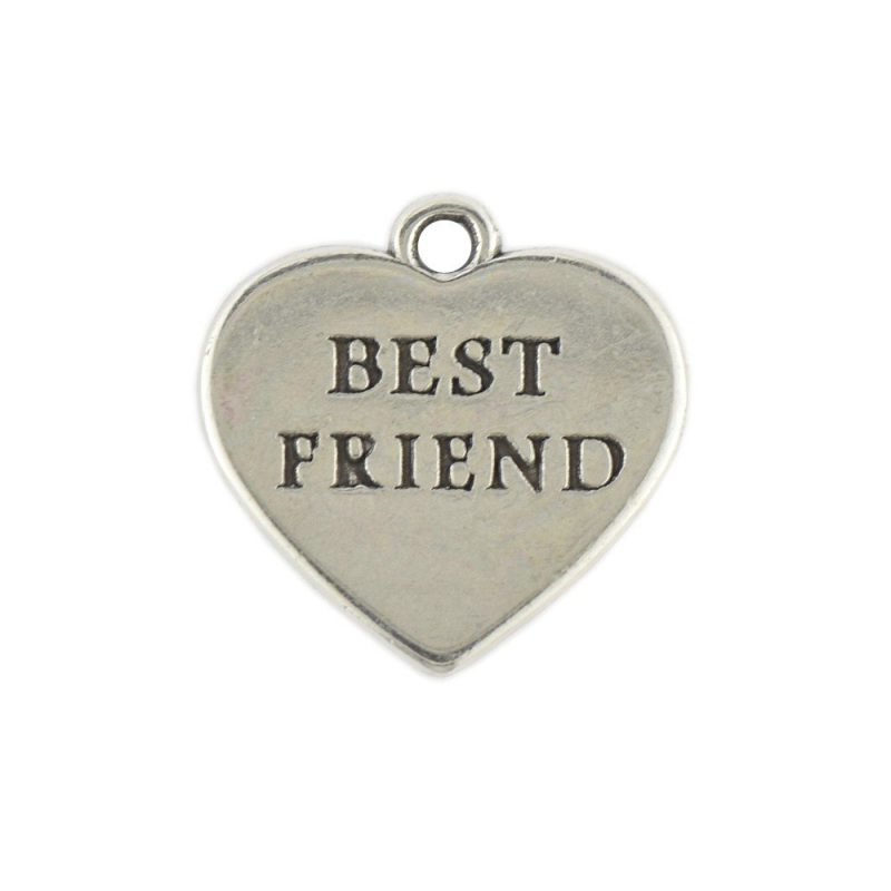 Best Friend Metal heart charm pendant