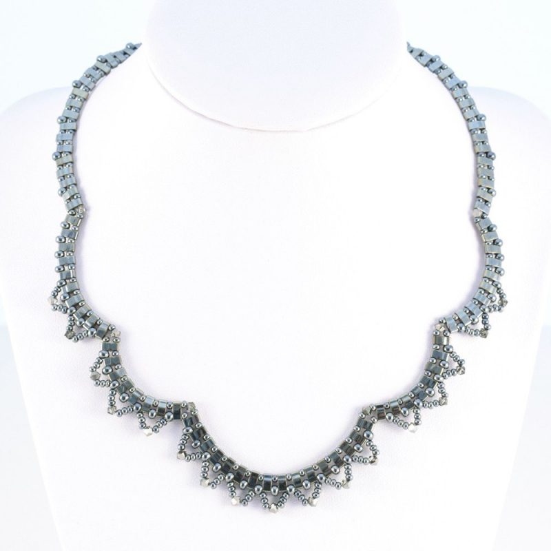 Vintage Style Lace Necklace in the Haematite colourway