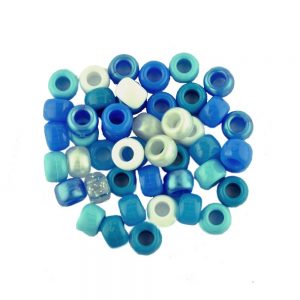 Plastic Pony Bead Blue Mix