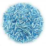 7mm Silver Lined Aqua Czech Glass Bugle Beads