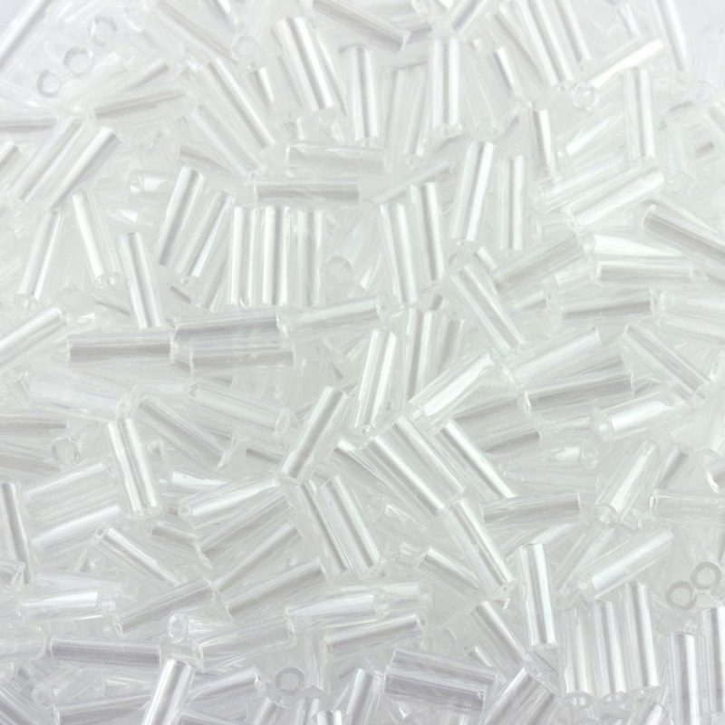 7mm bugle beads in Crystal lustre