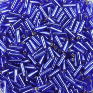 Preciosa Bugle beads 7mm silver lined sapphire glass bugle beads