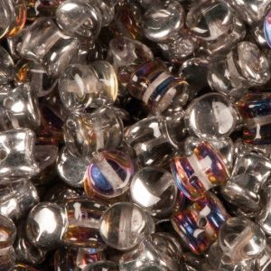 Silver Volcano Glass Pellet Beads 4mm x 5mm - 50