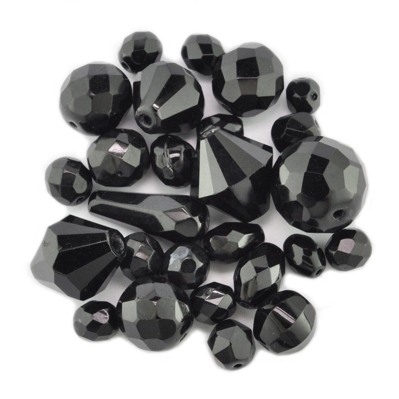 Czech Round Smooth Pressed Glass Beads in Jet black, 2mm, 3mm, 4mm