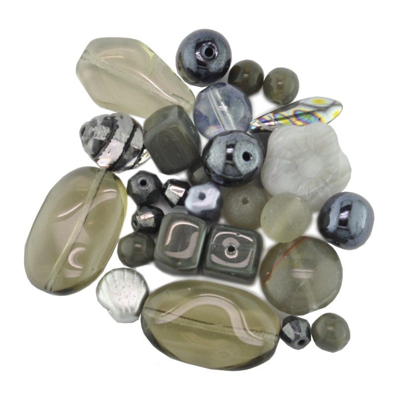 Metallic Grey Czech Glass Mixes