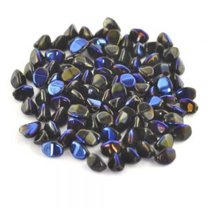 Czech Glass Pinch Beads 5mm Metallic Blue/Black - 600