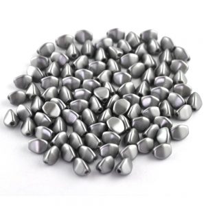 Czech Glass Pinch Beads Pastel Grey/Silver - 100