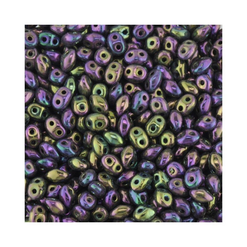 Preciosa Superduo 2 hole beads. Iridescent purple