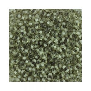 Preciosa Superduo 2 hole glass beads. transparent grey