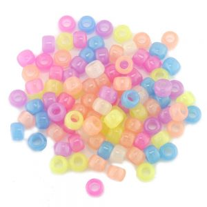 Glow In The Dark Mixed Colour Plastic Pony Beads