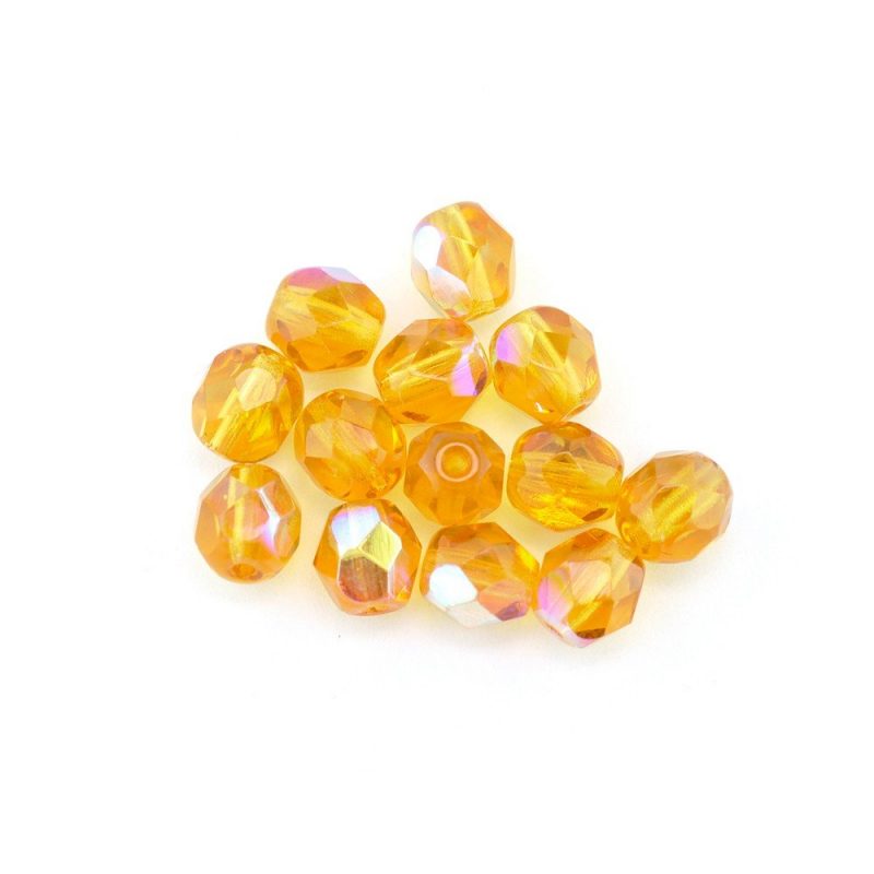 4mm Round Faceted Glass Beads 8940 Topaz AB*