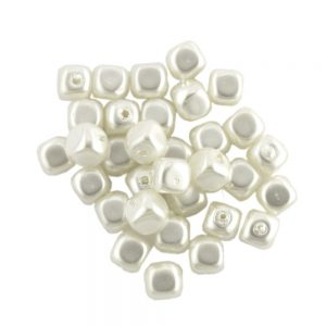 Shaped Glass Pearl Beads 8850 Ivory Small Cubes