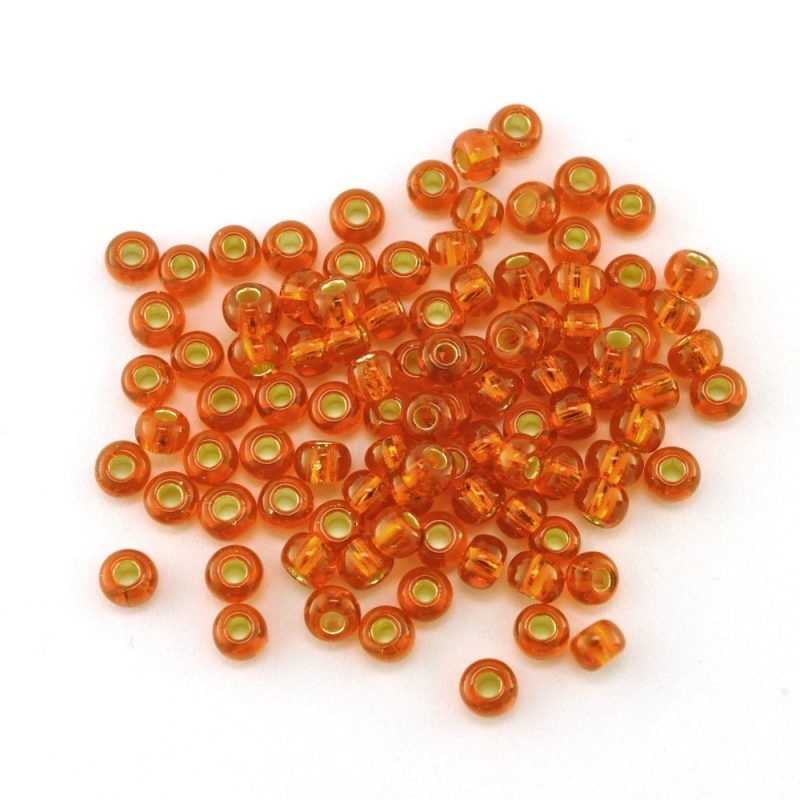 Size 9/0 Seed Beads 3565 Silver Lined Orange