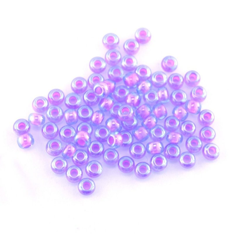 Size 9/0 Seed Beads 5865 Pink Lined Light Blue