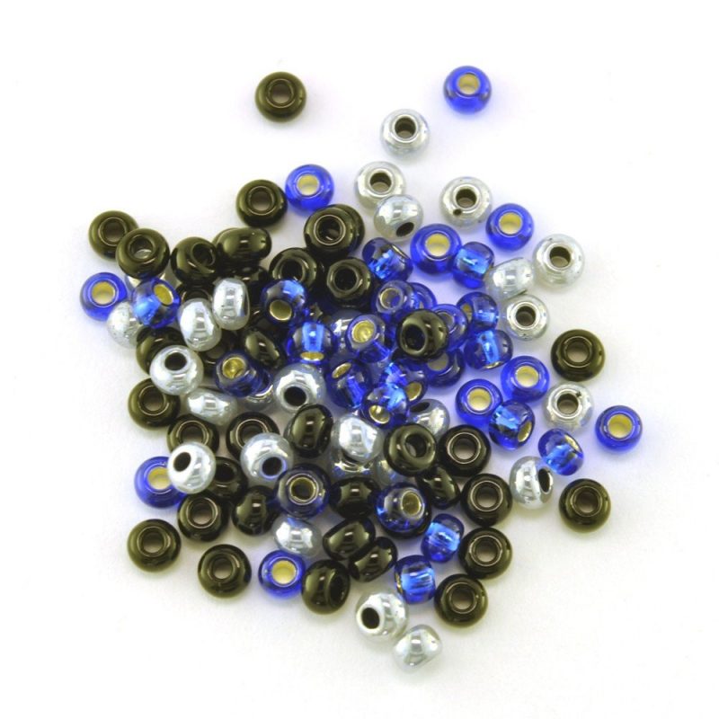 Size 9/0 Seed Beads 9904 Blue Black Mix