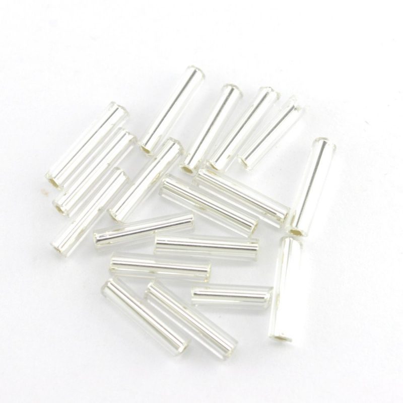 Gutermann 10mm Bugle Beads 1016 Silver Lined Silver