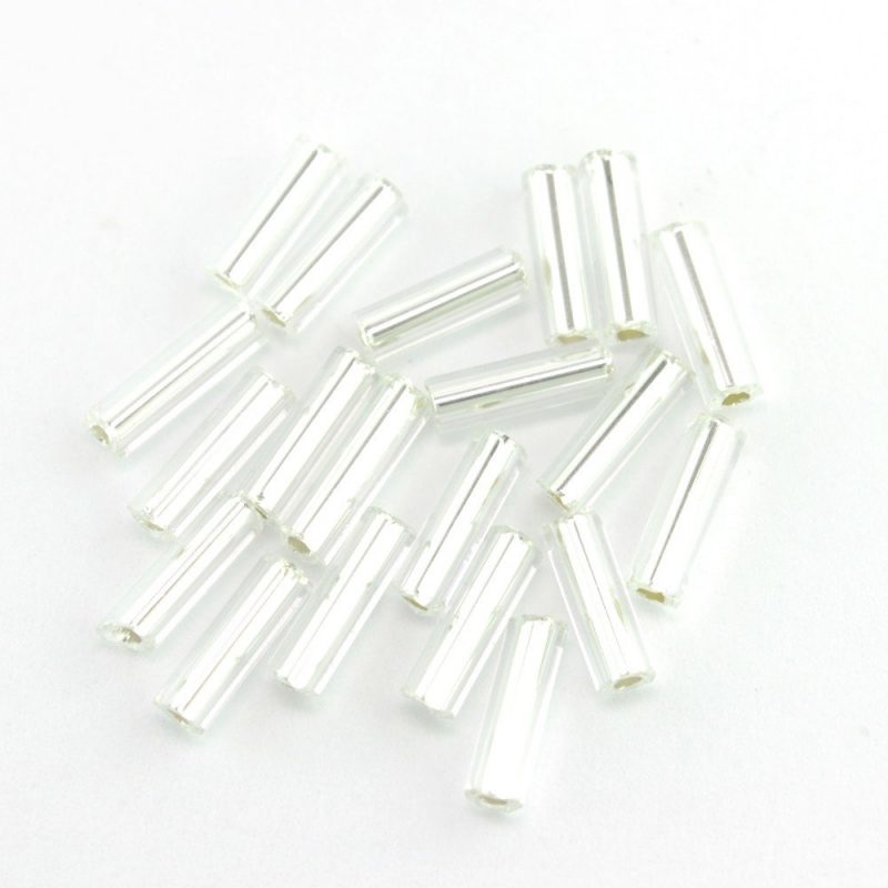 7mm Bugle Beads 1005 Silver Lined Silver