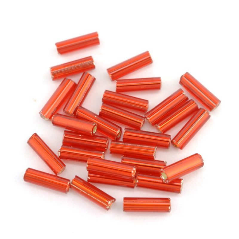 7mm Bugle Beads 4580 Silver Lined Red