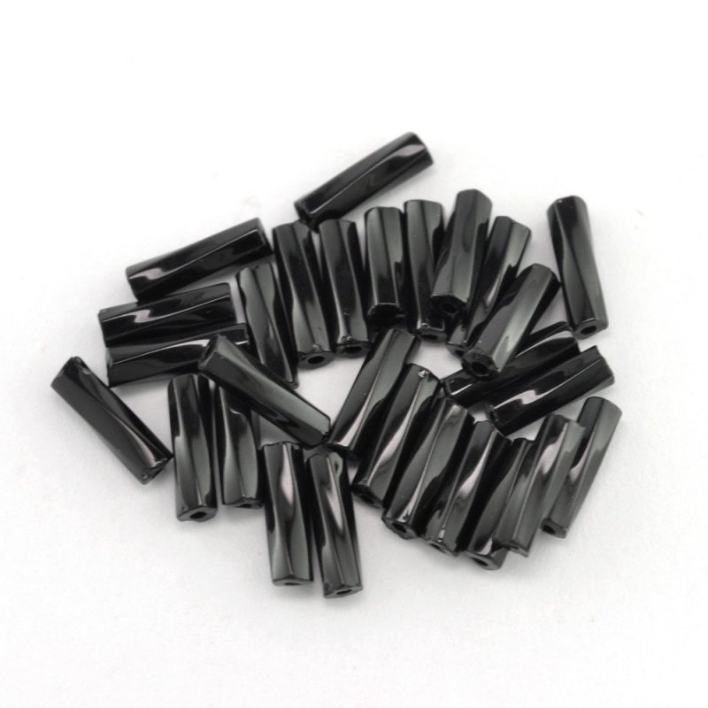 7mm Twisted Bugle Beads 1000 Black