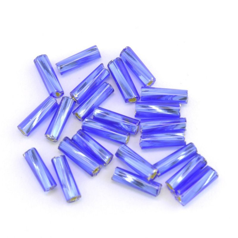 7mm Twisted Bugle Beads 6655 Silver Lined Sapphire