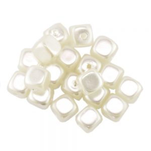 Shaped Glass Pearl Beads 8900 Ivory Medium Cubes