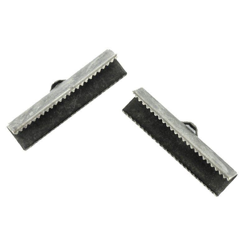 Nostalgia Large 24mm Plain Ribbon Ends Antique Silver*