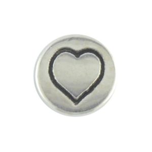 Heart round metal letter bead