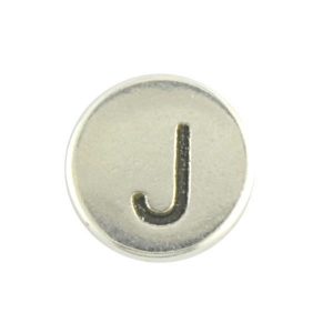 Round metal letter bead J