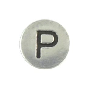 Round metal letter bead P