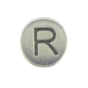 Round metal letter bead R