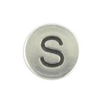 Round metal letter bead S